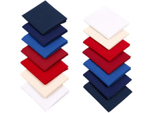 Load image into Gallery viewer, Fat Quarter Bundle in Red, Blue, White - 100% Cotton Quilting Fabric, Patriotic USA Colors