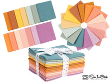 Load image into Gallery viewer, Fat Quarter Bundle - 100% Cotton Yoga Vibes with 14 colorful pieces for quilting and crafting, shown in various hues.