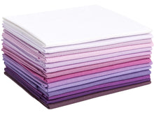 Load image into Gallery viewer, Fat Quarter Bundle in shades of purple and magenta, 14 pieces, 100% cotton fabric for quilting and crafting.
