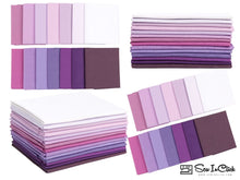 Load image into Gallery viewer, Fat Quarter Bundle in Shades of Purple and Magenta - 100% Cotton Quilting Fabric, 14 Pieces, 53x46 cm Each, Ideal for Crafting and Gifts