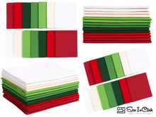 Load image into Gallery viewer, Christmas Fat Quarter Bundle with 14 cotton pieces in festive colors for quilting and crafting.