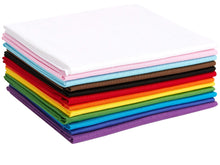 Load image into Gallery viewer, Stack of 12 vibrant cotton fat quarters in new pride flag colors for quilting and crafting, 53x46 cm each.