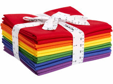 Load image into Gallery viewer, Fat Quarter Bundle in Pride Flag Colors, 100% Cotton, Quilting Fabric, 12 pieces, 20.8x18.1 inches each, ideal for crafting and gift.