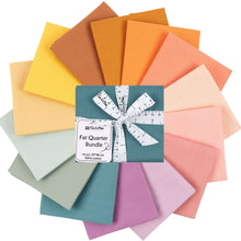Load image into Gallery viewer, Fat Quarter Bundle with 14 colorful 100% cotton pieces for quilting and crafting, Yoga Vibes Mix, special gift set.