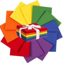 Load image into Gallery viewer, Colorful Fat Quarter Bundle of 100% Cotton Fabrics in Pride Flag Colors for Quilting and Crafting, Featuring 12 Pieces in 6 Mix Colors.