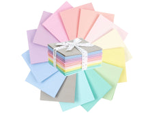 Load image into Gallery viewer, Fat quarter bundle in pastel colors, 14 pieces of 100% cotton fabric for quilting and crafting, tied with a decorative ribbon.