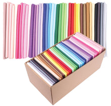 Load image into Gallery viewer, Colorful 40 Fat Quarter Bundle of 100% cotton fabrics for quilting and crafting, featuring a vibrant rainbow mix with no duplicate colors.