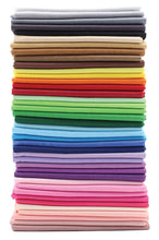 Load image into Gallery viewer, Stack of colorful 40 fat quarters, 100% cotton, rainbow mix for quilting and crafting. Vibrant, washable soft fabric bundle.