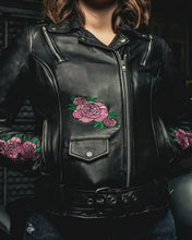 Charger l'image dans la galerie, Pink Rose Motorcycle Leather Jacket
