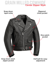 Cargar imagen en el visor de la galería, Superstar Men's Motorcycle Leather Jacket

