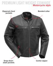 Cargar imagen en el visor de la galería, Rocky Men's Motorcycle Leather Jacket
