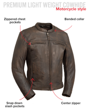 Cargar imagen en el visor de la galería, Rocky Men's Motorcycle Leather Jacket
