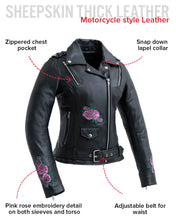 Charger l'image dans la galerie, Pink Rose Motorcycle Leather Jacket
