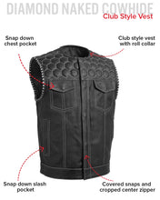 Cargar imagen en el visor de la galería, Hornet Perforated Men's Club Style Leather Vest
