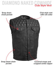 Cargar imagen en el visor de la galería, Hornet Perforated Men's Club Style Leather Vest

