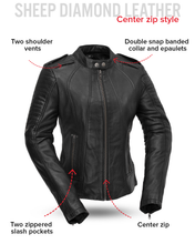 Cargar imagen en el visor de la galería, Biker - Women's Motorcycle Leather Jacket
