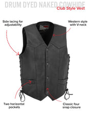 Charger l'image dans la galerie, Western Style Leather Vest With Two Concealed Carry Pockets
