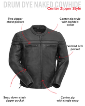 Cargar imagen en el visor de la galería, Maverick Men's Motorcycle Leather Jacket
