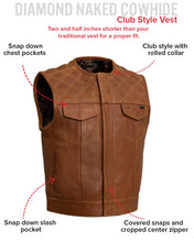 Load image into Gallery viewer, Concealed Carry Pockets Motorcycle leather Vest
