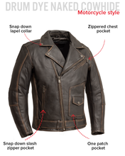 Cargar imagen en el visor de la galería, Wrath Men's Motorcycle Leather Jacket
