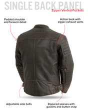 Cargar imagen en el visor de la galería, Commuter Men's Motorcycle Leather Jacket
