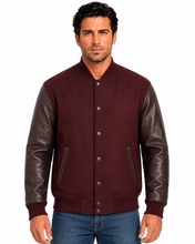Cargar imagen en el visor de la galería, REED Chaqueta de lana y cuero universitario premium para hombre fabricada en EE. UU.

