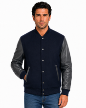 Cargar imagen en el visor de la galería, REED Chaqueta de lana y cuero universitario premium para hombre fabricada en EE. UU.
