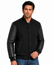 Cargar imagen en el visor de la galería, REED Chaqueta de lana y cuero universitario premium para hombre fabricada en EE. UU.
