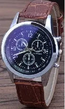 Load image into Gallery viewer, Limited Three Eye Watch with blue glass, sleek brown leather strap, and three-eye chronograph for a sophisticated, stylish look.
