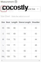 Load image into Gallery viewer, Size chart for women&#39;s faux leather fur coat, showing measurements from XS to XXL including bust, length, sleeve, and shoulder.
