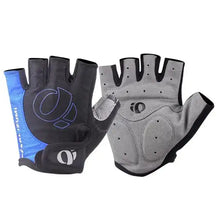 Load image into Gallery viewer, Premium cycling gloves with durable padding and high-grip design for enhanced hand protection and bike control, shown in black and blue.
