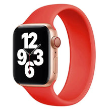 Load image into Gallery viewer, Red Apple Watch 5 band displaying large white numerals on the watch face, showcasing style and comfort.
