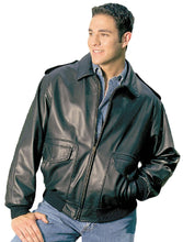 Load image into Gallery viewer, REED Men&#39;s Bomber Leather Jacket, genuine leather, Union made in USA, classic design, durable naked cow leather, luxury fashion.
