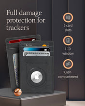 Cargar imagen en el visor de la galería, Leather AirTag Card Holder – Slim Wallet with Hidden Tracker Pocket

