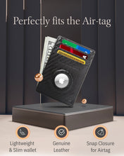 Cargar imagen en el visor de la galería, Leather AirTag Card Holder – Slim Wallet with Hidden Tracker Pocket
