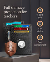 Cargar imagen en el visor de la galería, Leather AirTag Card Holder – Slim Wallet with Hidden Tracker Pocket
