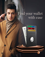 Cargar imagen en el visor de la galería, Leather AirTag Card Holder – Slim Wallet with Hidden Tracker Pocket
