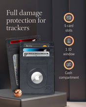 Cargar imagen en el visor de la galería, Leather AirTag Card Holder – Slim Wallet with Hidden Tracker Pocket
