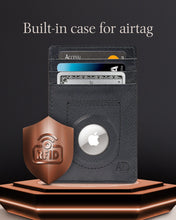 Cargar imagen en el visor de la galería, Leather AirTag Card Holder – Slim Wallet with Hidden Tracker Pocket

