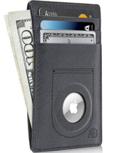 Cargar imagen en el visor de la galería, Leather AirTag Card Holder – Slim Wallet with Hidden Tracker Pocket
