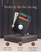 Cargar imagen en el visor de la galería, Leather AirTag Card Holder – Slim Wallet with Hidden Tracker Pocket
