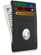 Cargar imagen en el visor de la galería, Leather AirTag Card Holder – Slim Wallet with Hidden Tracker Pocket
