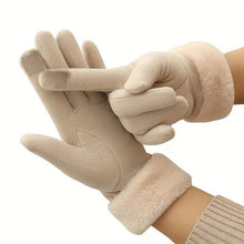 Charger l'image dans la galerie, Cashmere Warm Suede Leather Plush Touch Screen Gloves
