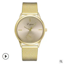 Load image into Gallery viewer, Trendy fashion watch with a gold mesh band and sleek design, perfect for adding elegance to any outfit.
