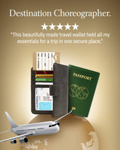 Cargar imagen en el visor de la galería, Vegan Leather Passport Holder – Travel Organizer with Snap Closure
