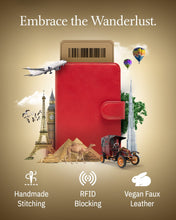 Cargar imagen en el visor de la galería, Vegan Leather Passport Holder – Travel Organizer with Snap Closure
