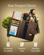 Cargar imagen en el visor de la galería, Vegan Leather Passport Holder – Travel Organizer with Snap Closure
