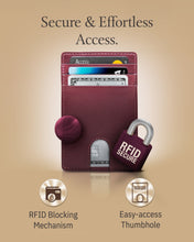 Charger l'image dans la galerie, Genuine Leather Slim Card Holder – RFID Blocking, Thumb-Hole Access
