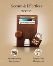 Charger l'image dans la galerie, Genuine Leather Slim Card Holder – RFID Blocking, Thumb-Hole Access

