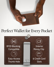 Charger l'image dans la galerie, Genuine Leather Slim Money Clip Wallet – 7 Card Slots, RFID Blocking
